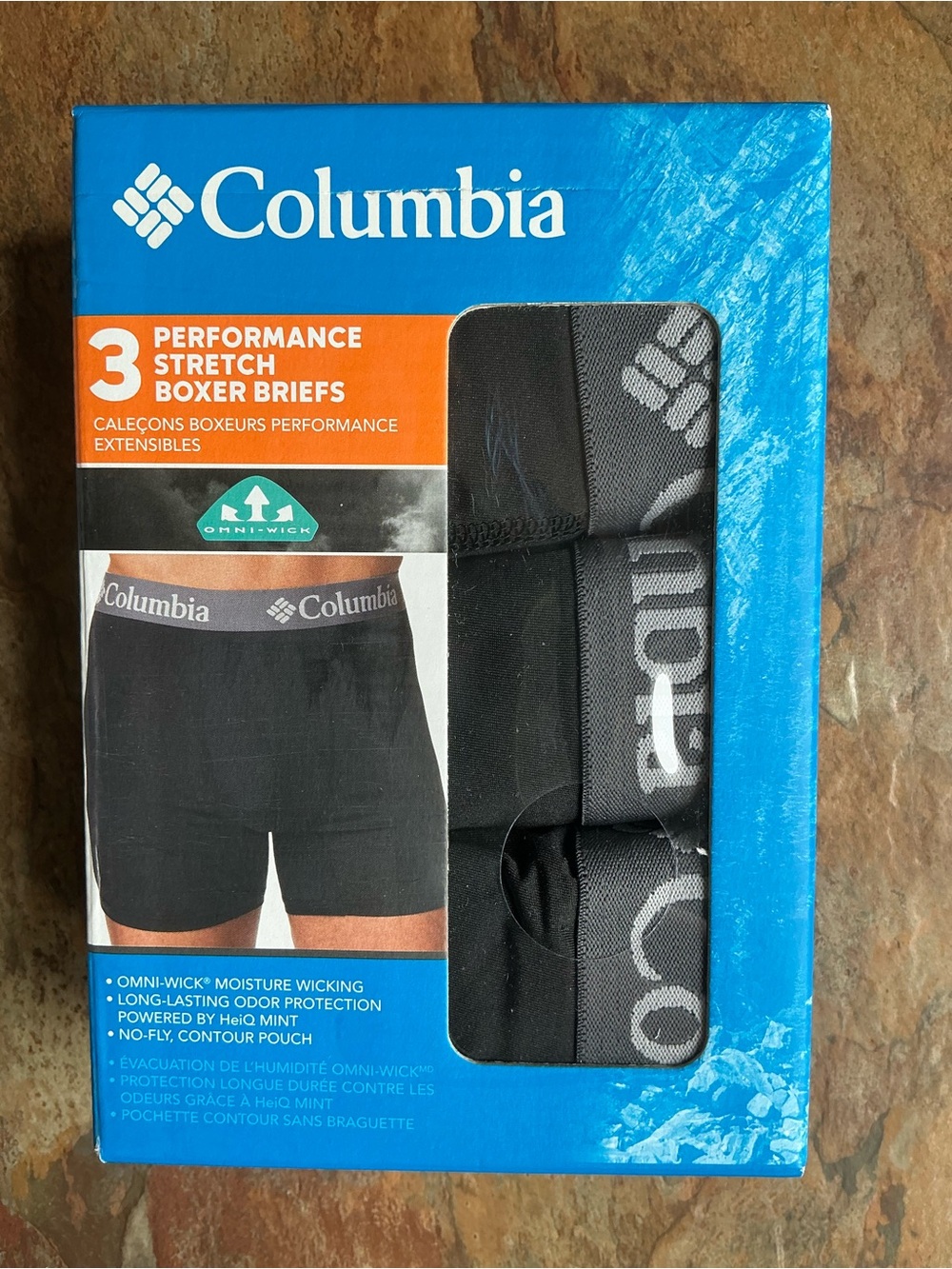 Columbia Black Performance Stretch Boxer Briefs (3-Pack)